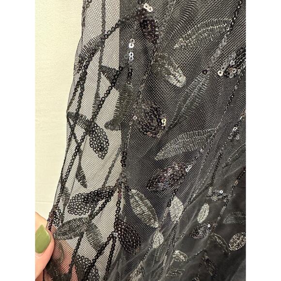 Ever Pretty Black Sequin Mesh Maxi Dress 🖤 NWT XXL Gothic Fairy Formal Gown - Picture 3 of 12